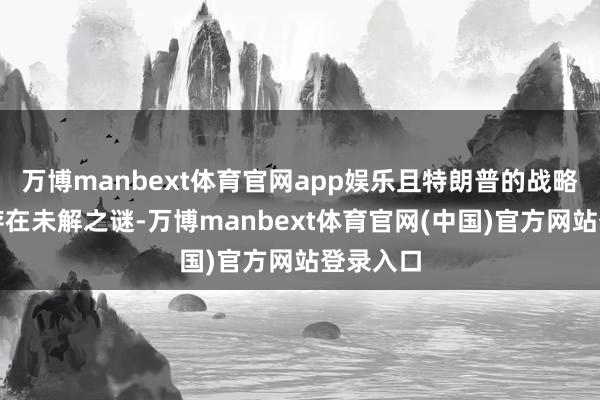 万博manbext体育官网app娱乐且特朗普的战略贪图仍存在未解之谜-万博manbext体育官网(中国)官方网站登录入口